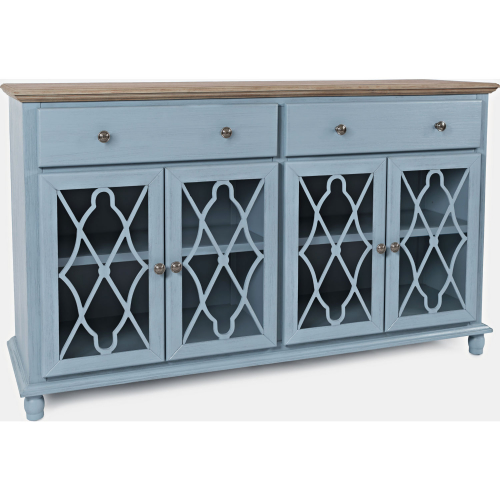 Aurora Hills 4 Door Accent Chest in Blue & Bisque Wood